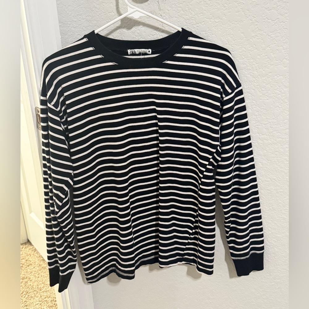 Zara Monochrome Striped Knit Top